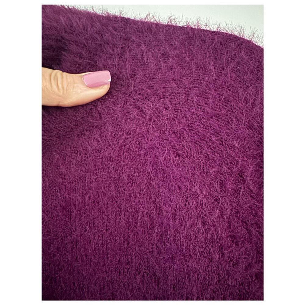Marled Reunited Eyelash Mock Neck Pullover Sweater Purple Maroon Women's Large - Picture 4 of 5